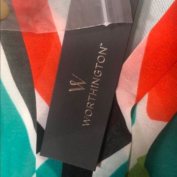 Worthington multi fall colored sleeveless blouse women's medium color block NWT - Picture 5 of 7